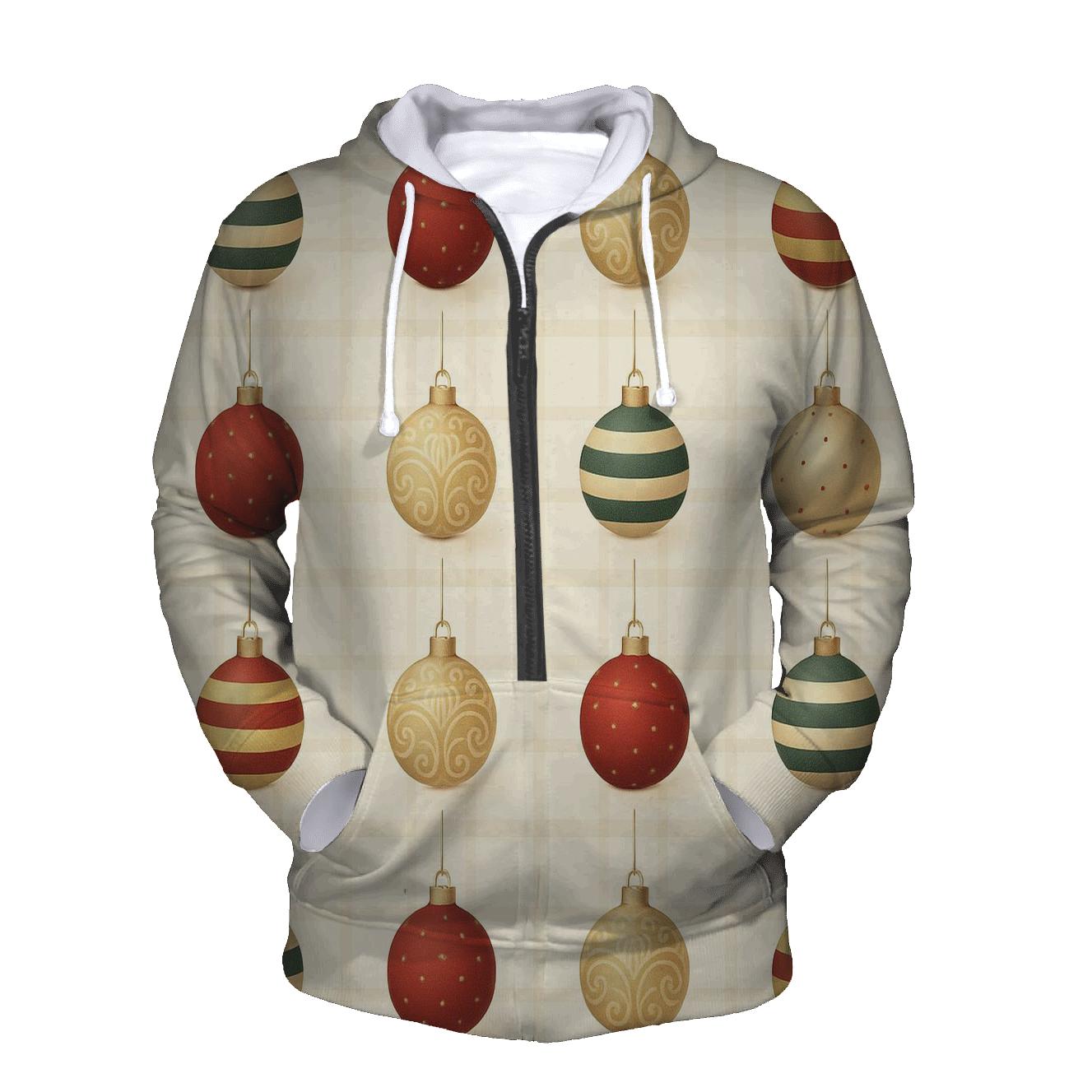 Ornament Grid With Plaid Underlay On Cream Background hoodie styles
