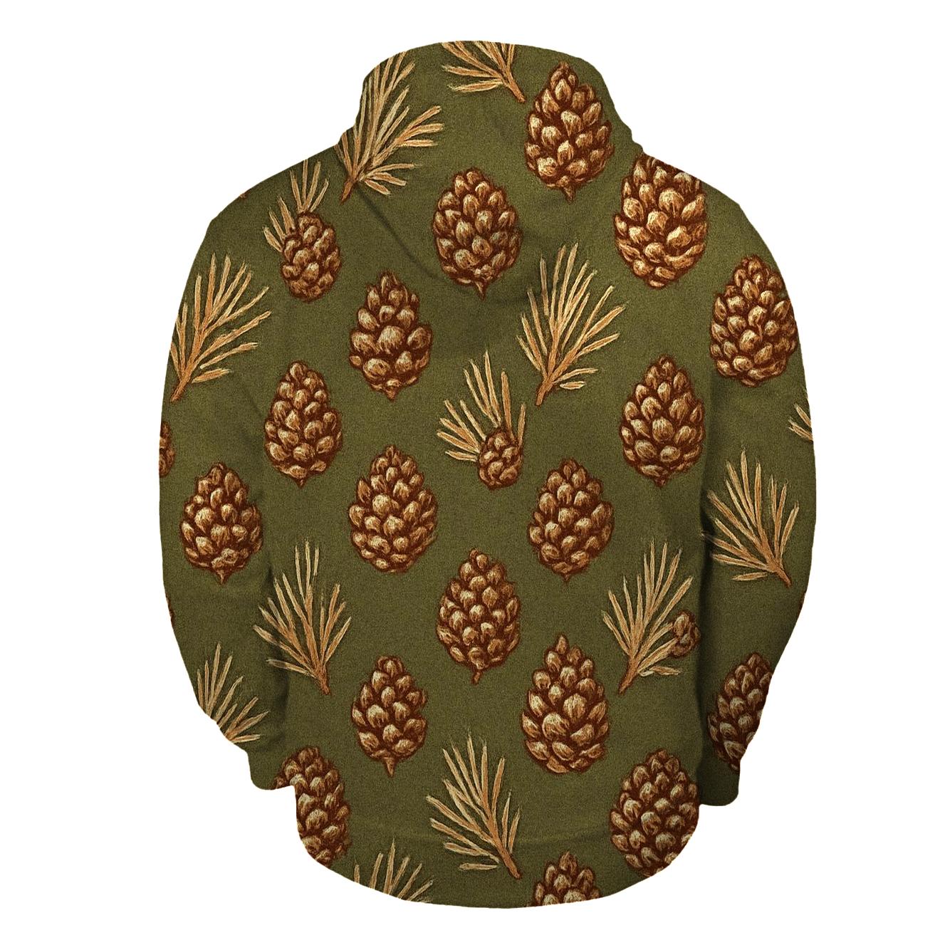 Pinecone Chevron Scatter On Olive Background heavyweight hoodies