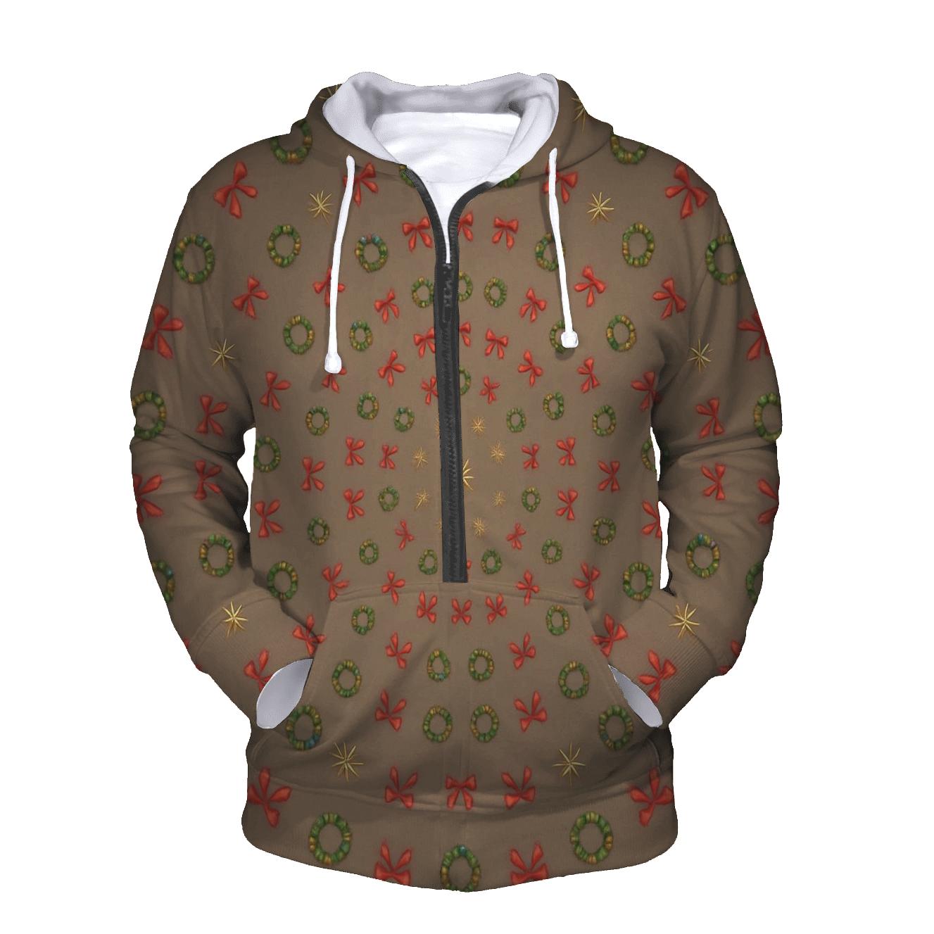 Ribbon Garland Concentric Progression On Taupe Background premium hoodies