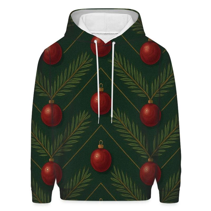 Evergreen Chevron With Bauble Progression On Dark Green zip-up hoodies