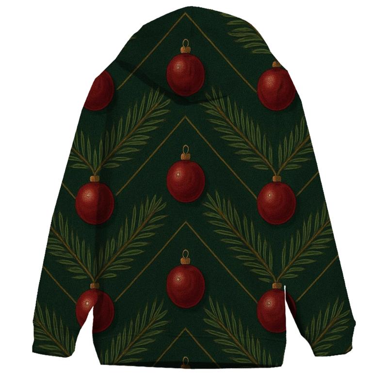 Evergreen Chevron With Bauble Progression On Dark Green zip-up hoodies