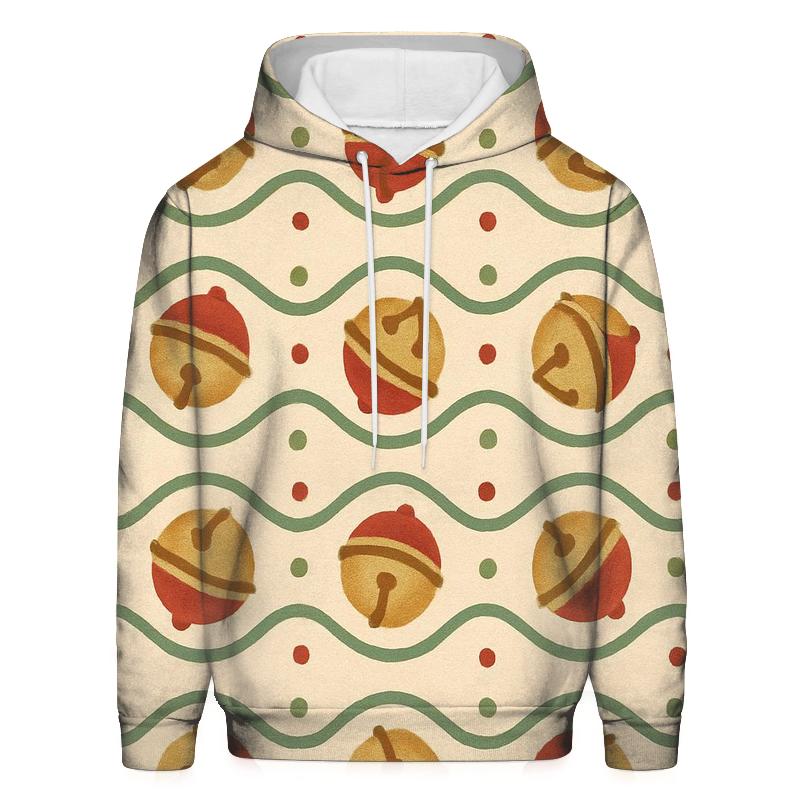 Red Sleigh Bell Wave On Beige Background hoodie designs