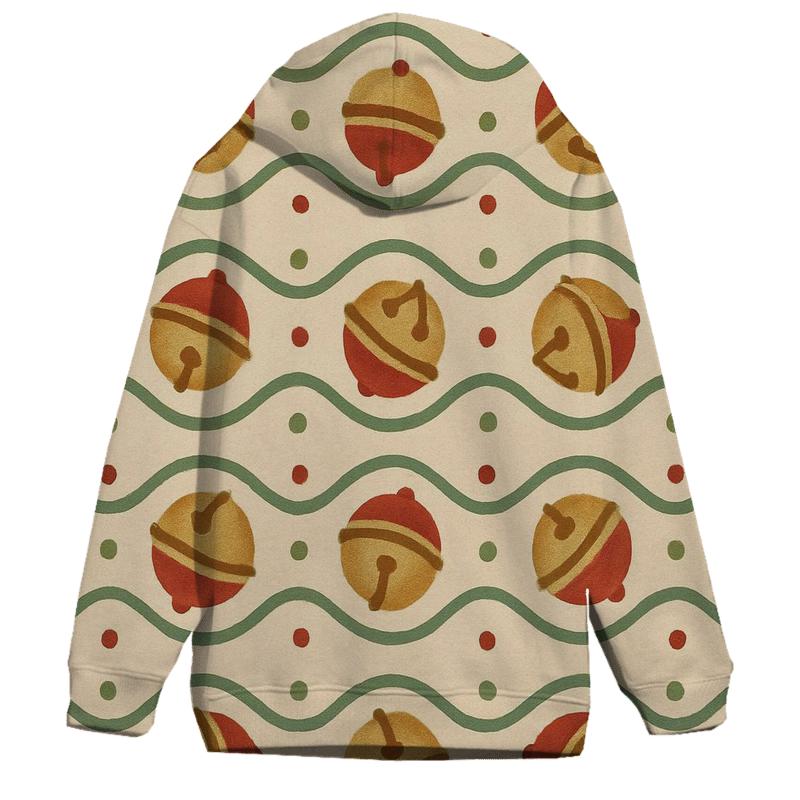 Red Sleigh Bell Wave On Beige Background hoodie designs