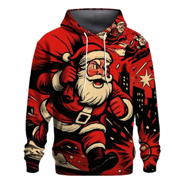 Comic Sleigh Chase Santa hoodie styles