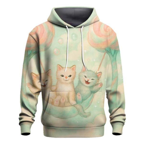 Minty Cloud Swing Kittens graphic hoodies