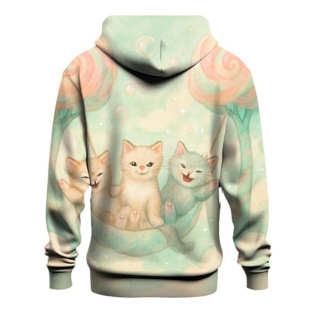 Minty Cloud Swing Kittens graphic hoodies