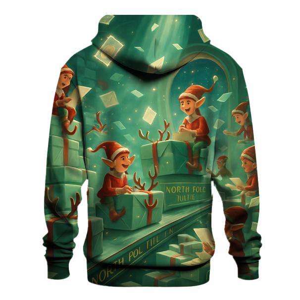 North Pole Mailroom Shuffle printed hoodies
