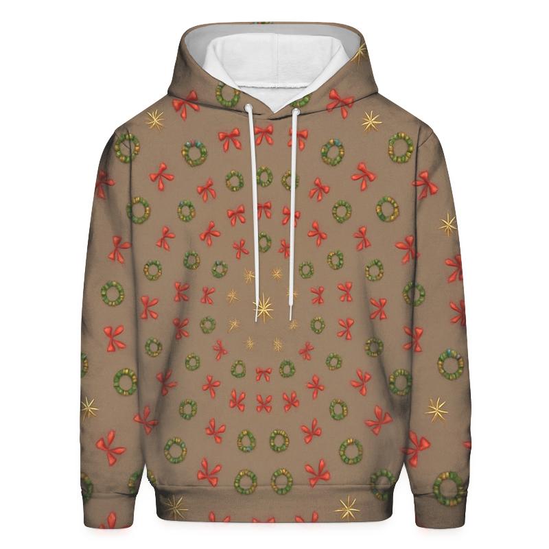 Ribbon Garland Concentric Progression On Taupe Background heavyweight hoodies
