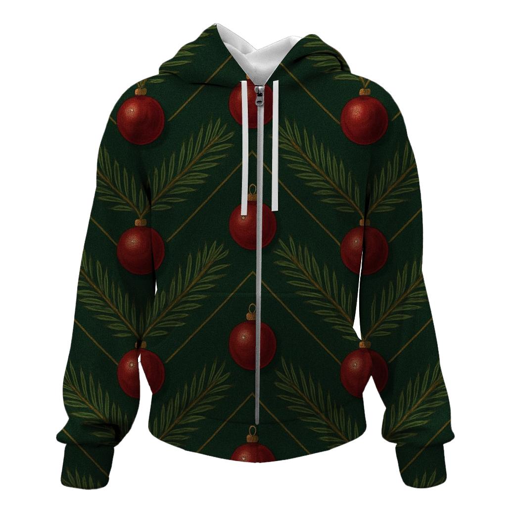 Evergreen Chevron With Bauble Progression On Dark Green hoodies fashion