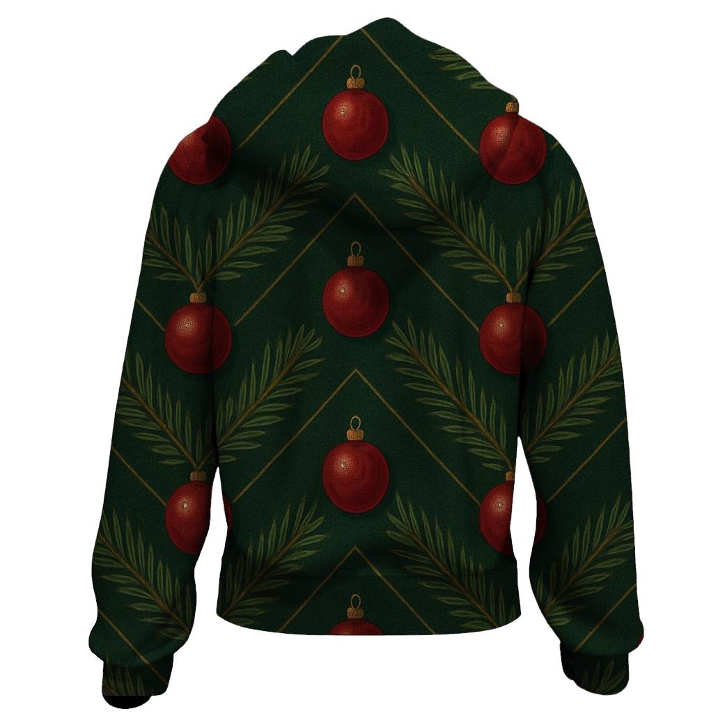 Evergreen Chevron With Bauble Progression On Dark Green hoodies fashion