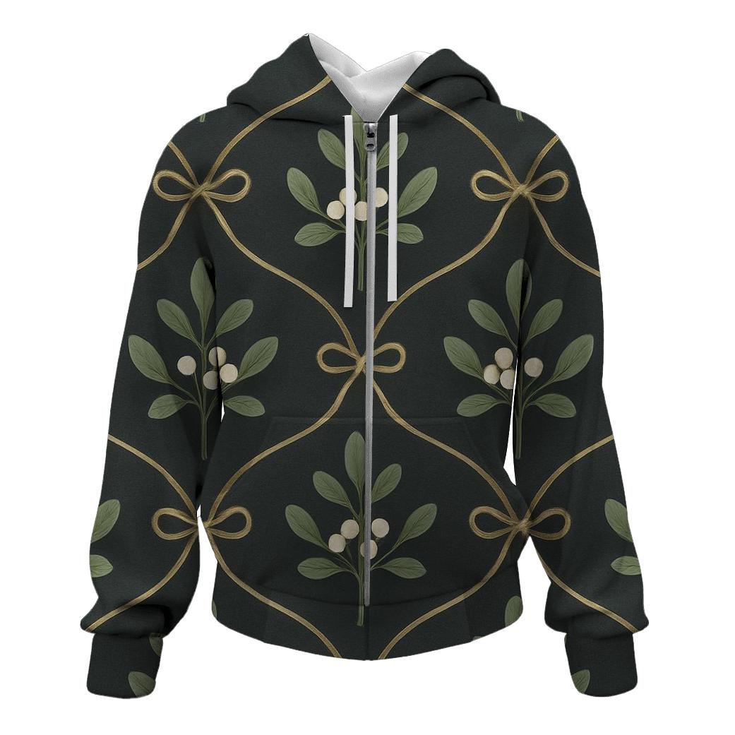 Mistletoe Lattice On Charcoal Background graphic hoodies