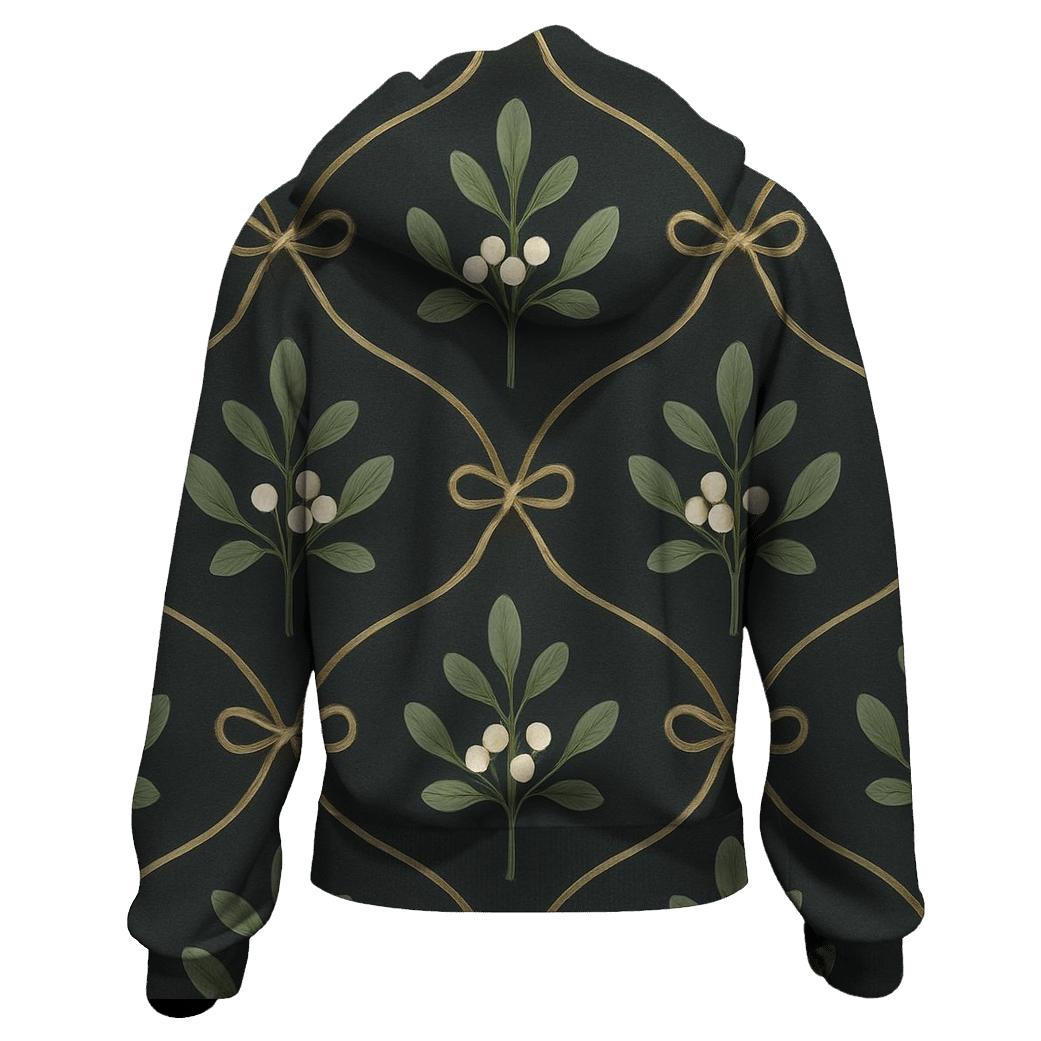 Mistletoe Lattice On Charcoal Background graphic hoodies