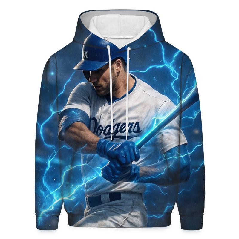 Blue Lightning Swing embroidered hoodies