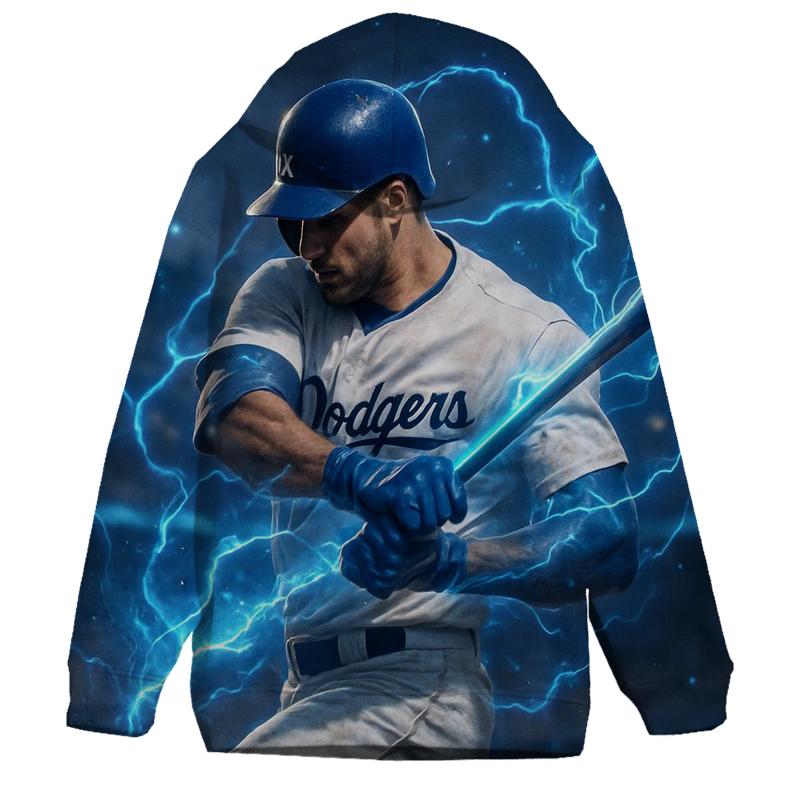 Blue Lightning Swing embroidered hoodies