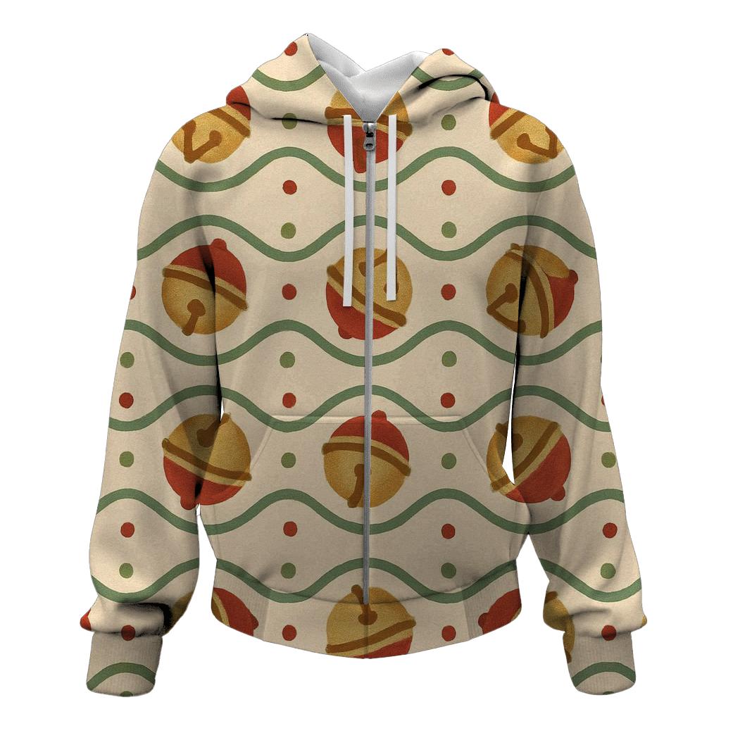 Red Sleigh Bell Wave On Beige Background hoodie designs