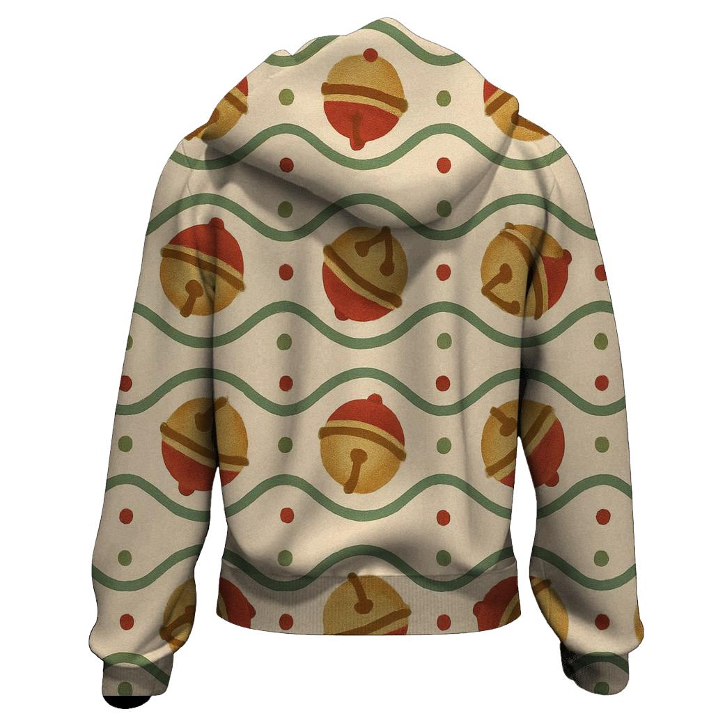 Red Sleigh Bell Wave On Beige Background hoodie designs