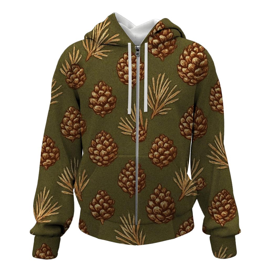 Pinecone Chevron Scatter On Olive Background pullover hoodies