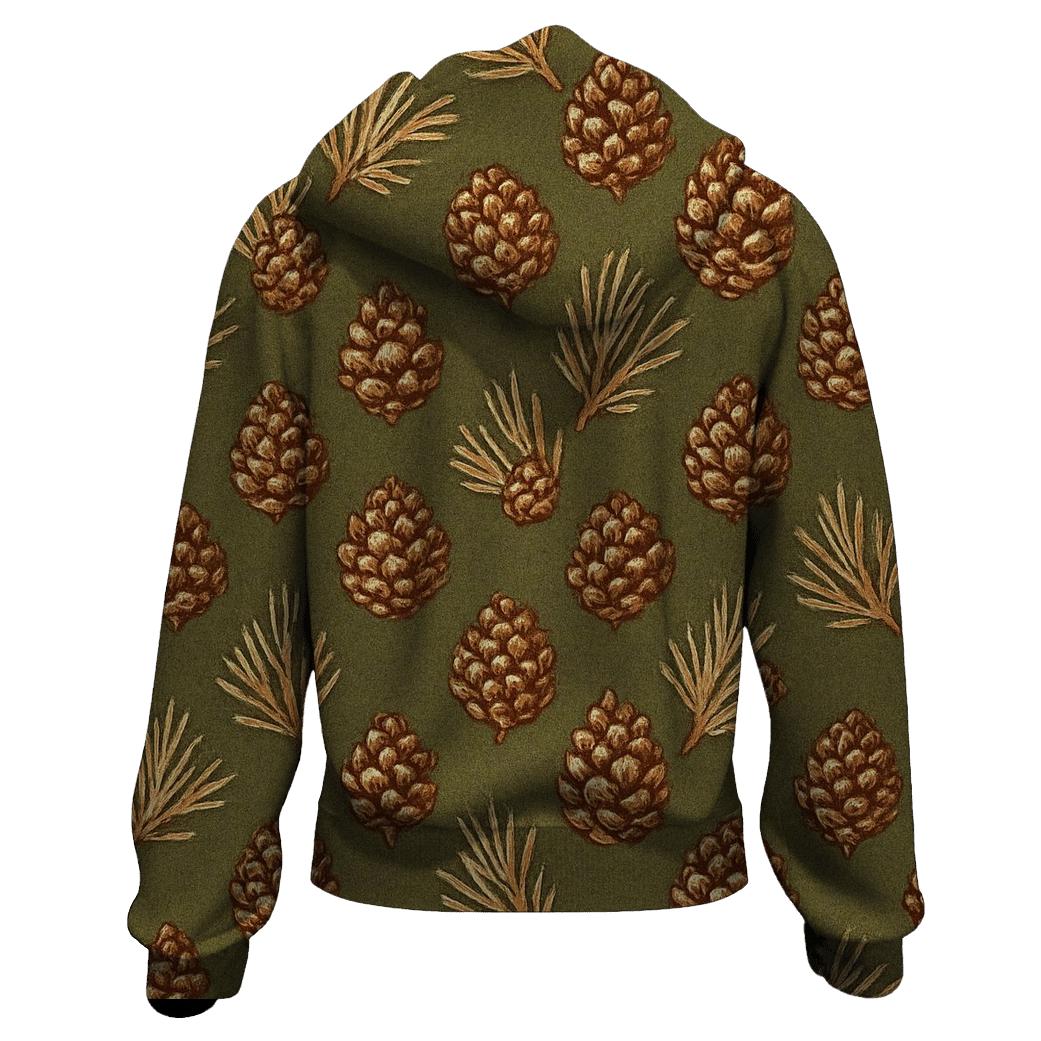 Pinecone Chevron Scatter On Olive Background pullover hoodies