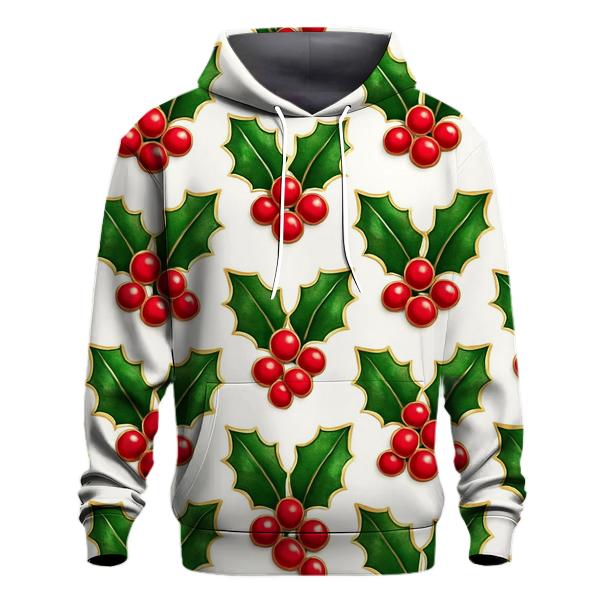 Red Holly Grid On White Background hoodie trends