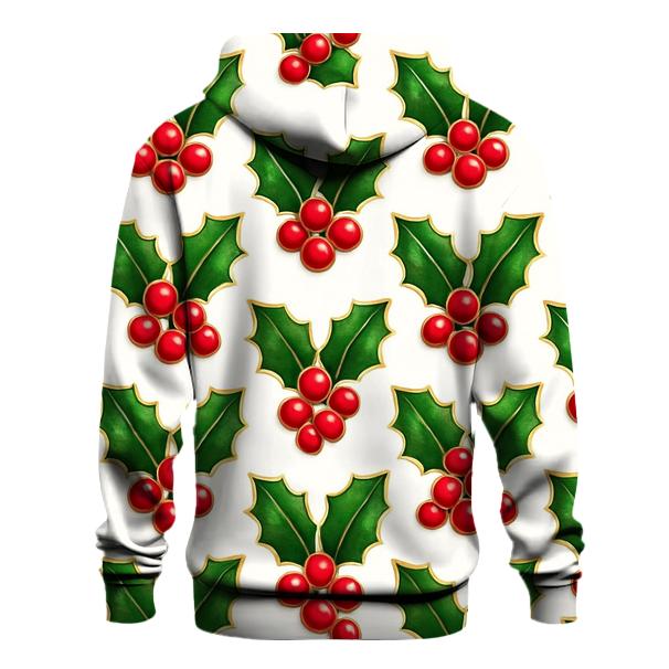 Red Holly Grid On White Background hoodie trends