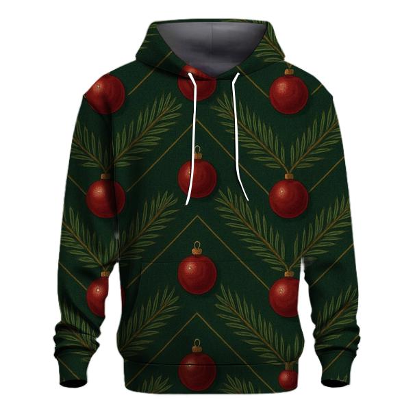 Evergreen Chevron With Bauble Progression On Dark Green heavyweight hoodies
