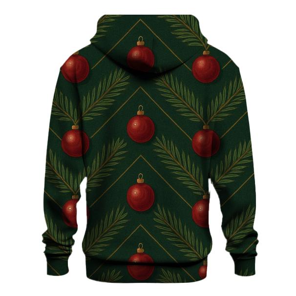Evergreen Chevron With Bauble Progression On Dark Green heavyweight hoodies