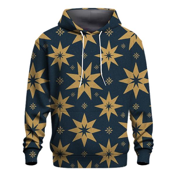 Golden Star Tessellation On Navy Blue Background hoodies fashion