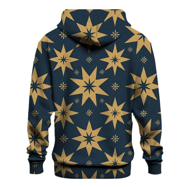 Golden Star Tessellation On Navy Blue Background hoodies fashion
