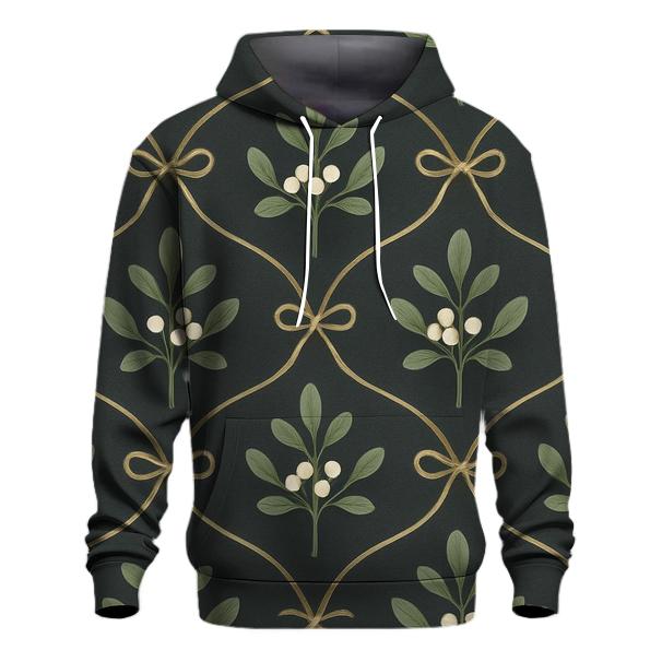 Mistletoe Lattice On Charcoal Background heavyweight hoodies