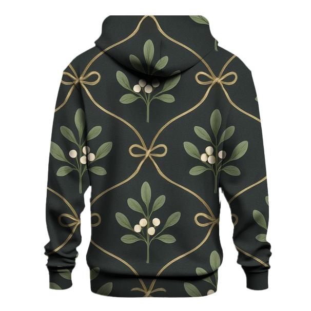 Mistletoe Lattice On Charcoal Background heavyweight hoodies