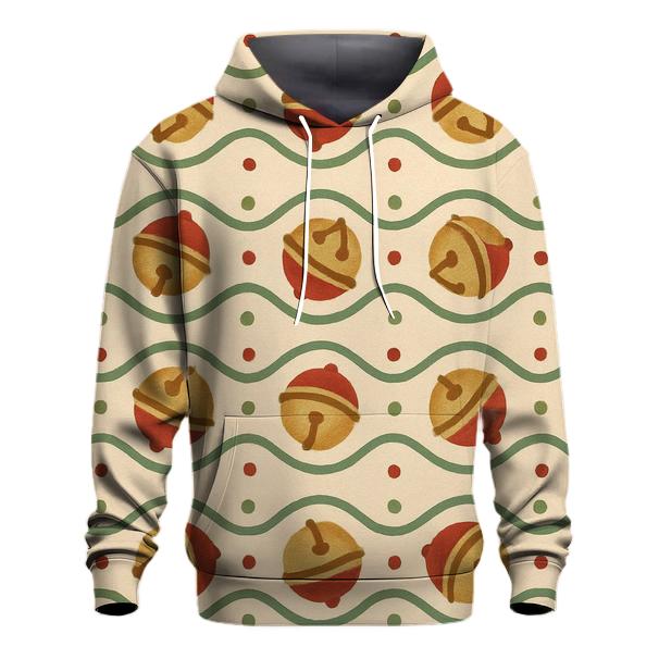 Red Sleigh Bell Wave On Beige Background embroidered hoodies