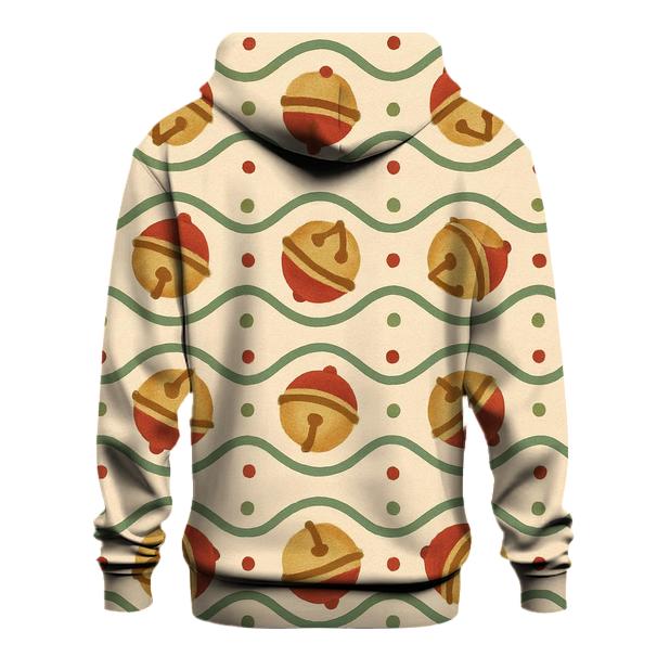 Red Sleigh Bell Wave On Beige Background embroidered hoodies