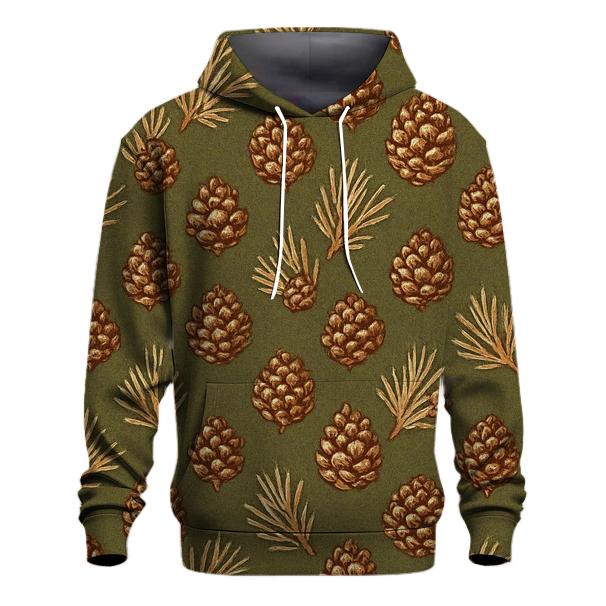 Pinecone Chevron Scatter On Olive Background zip-up hoodies