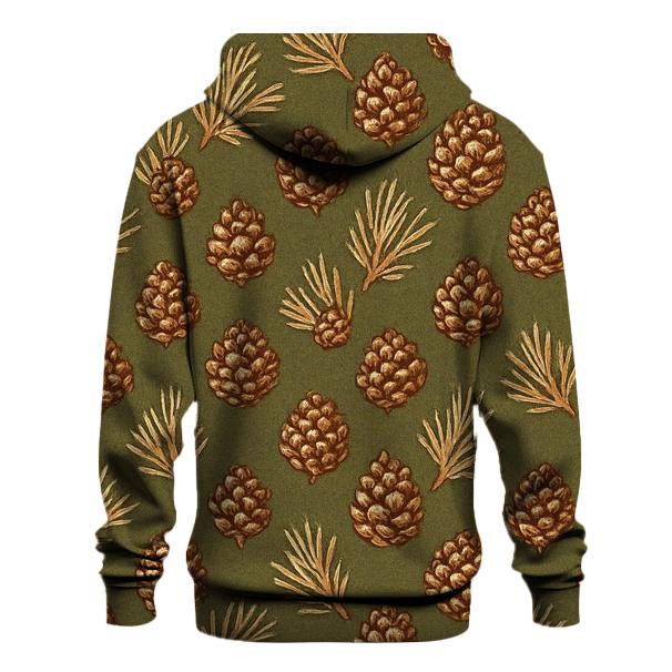 Pinecone Chevron Scatter On Olive Background zip-up hoodies