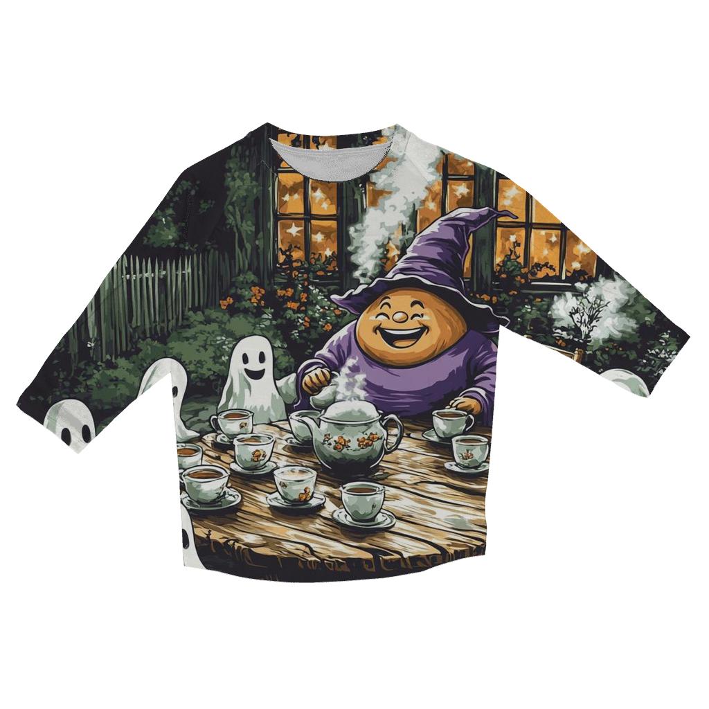 Cackling Witch Tea Party With Spooky Charm custom 3/4 sleeve shirts