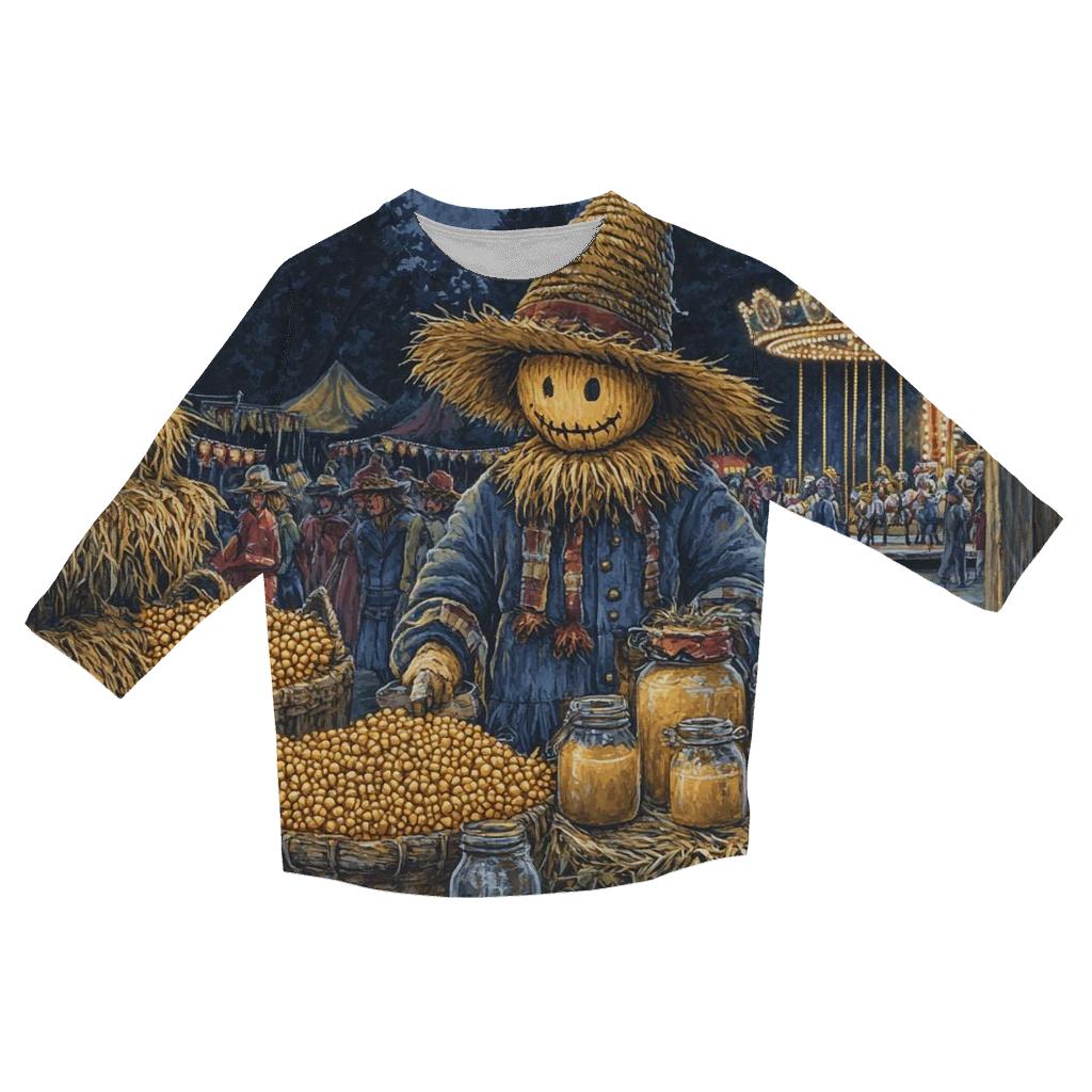 Harvest Scarecrow Market Spooky printed three quarter sleeve shirts