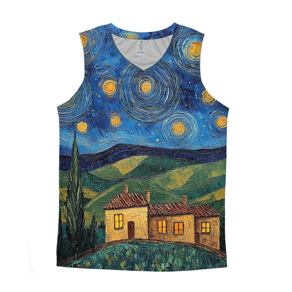 Van Gogh Inspired Starry Countryside trendy fitted tank tops
