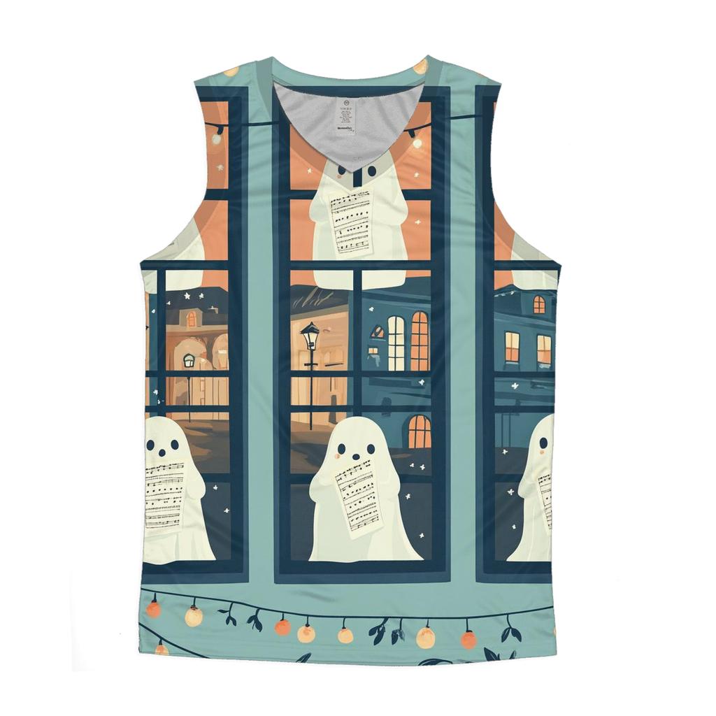 Ghostly Window Choir Halloween trendy fitted tank tops