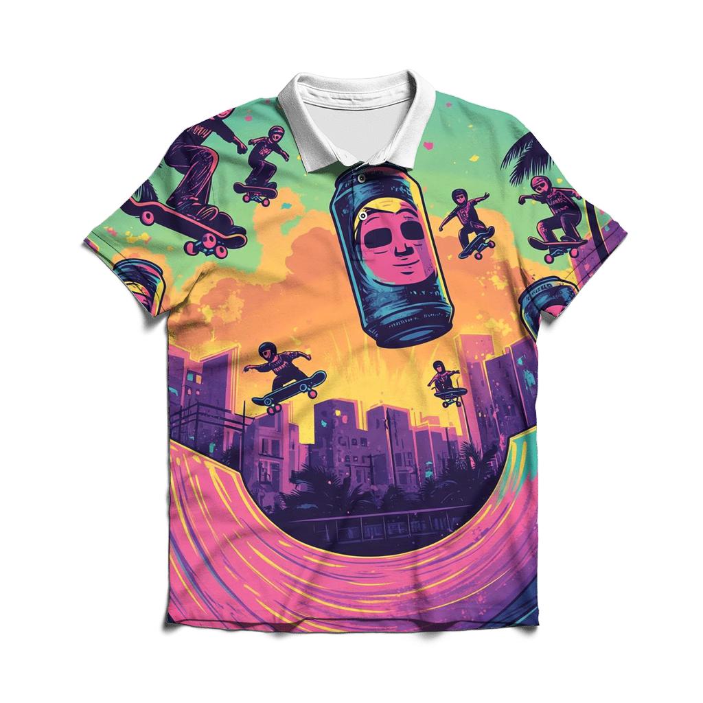 Pixel Skate Soda Squad casual sports polo shirts