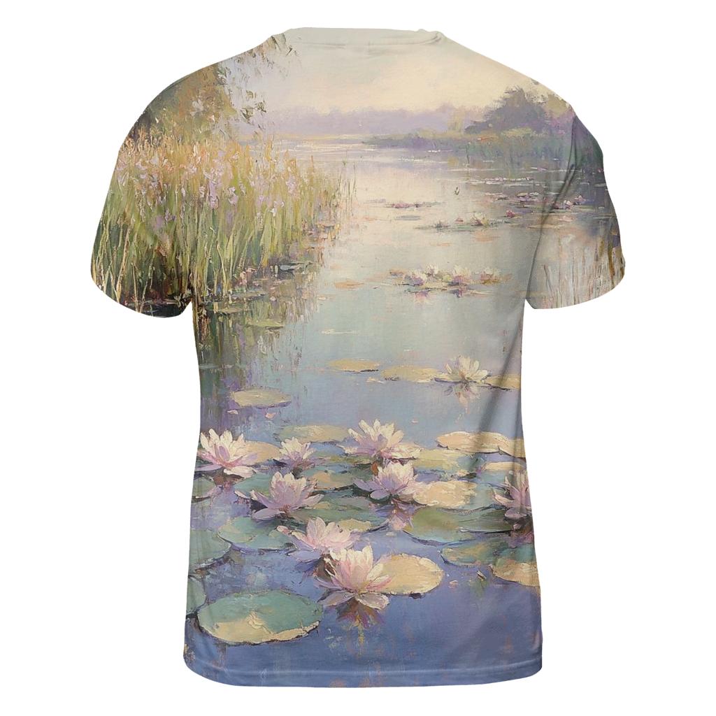 Monet Inspired Water Lilies At Dawn custom all-over print shirts