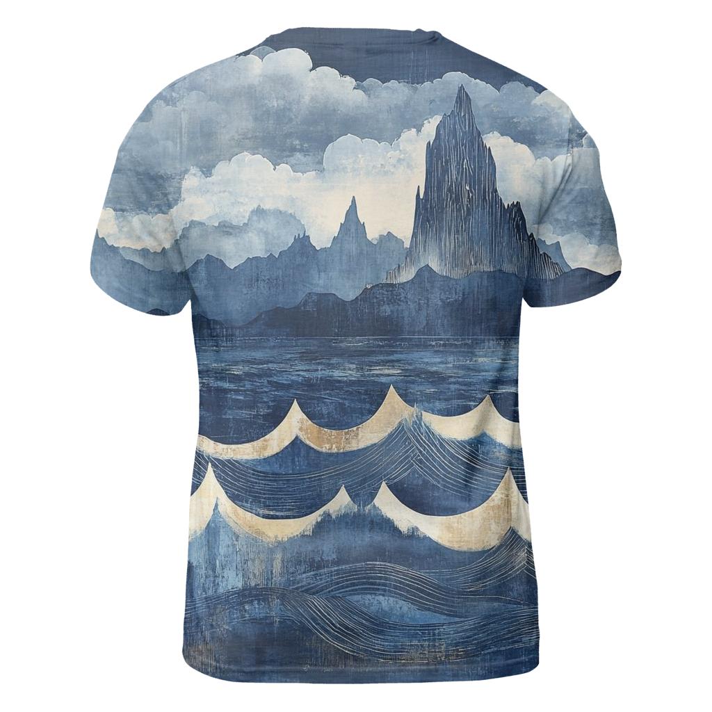 Hokusai Inspired Mountain Storm artistic all-over print tops