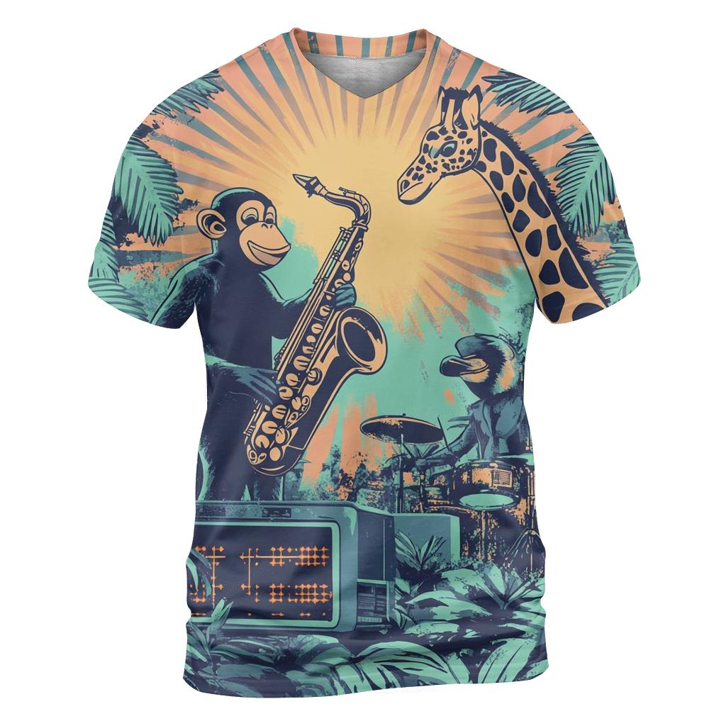 VHS Jungle Jam artistic all-over print tops