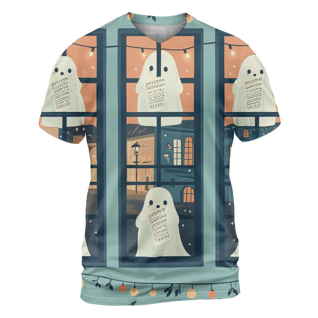 Ghostly Window Choir Halloween designer pattern shirts