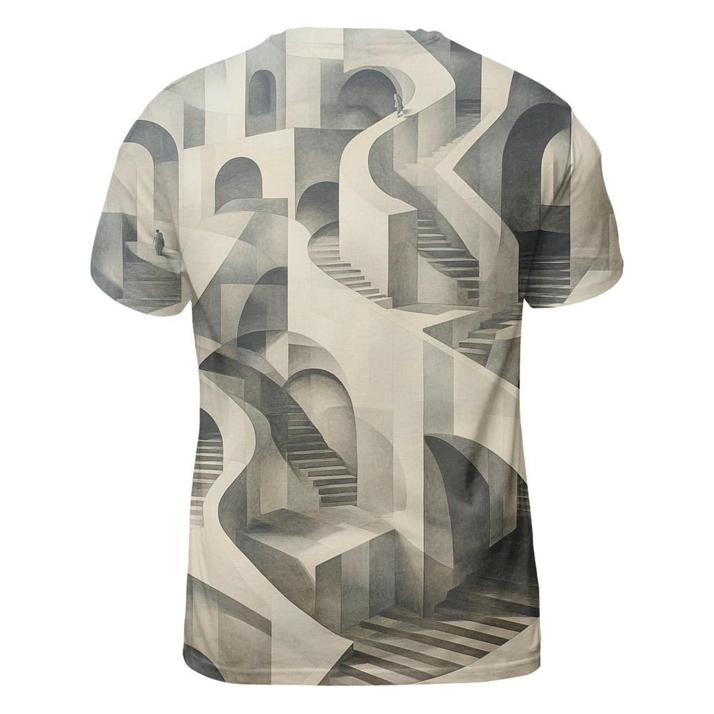 Escher Inspired Infinity Staircase City unique graphic print tees
