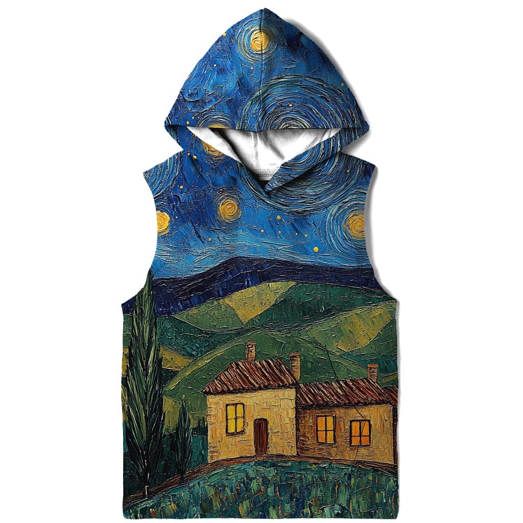 Van Gogh Inspired Starry Countryside embroidered hoodies