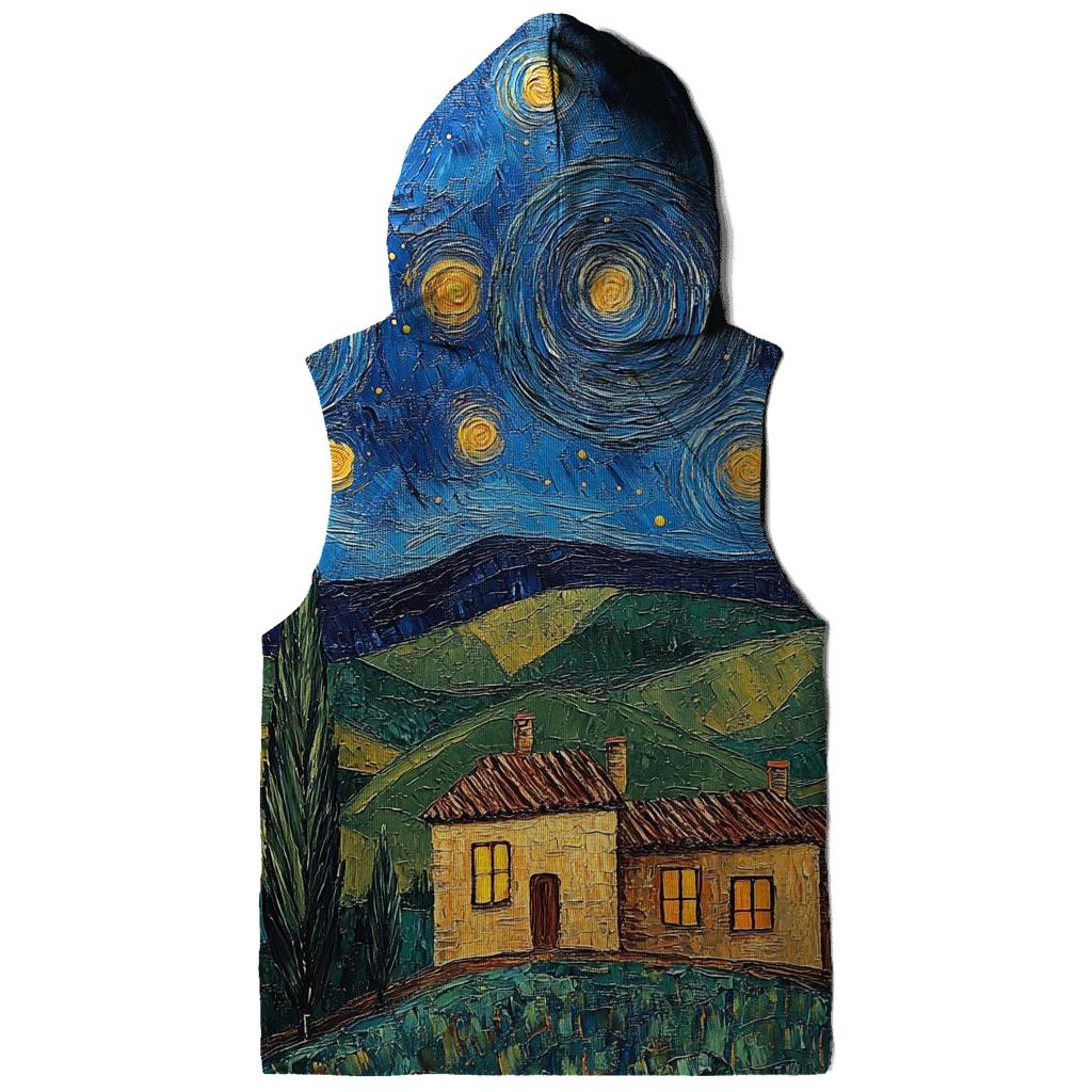 Van Gogh Inspired Starry Countryside embroidered hoodies