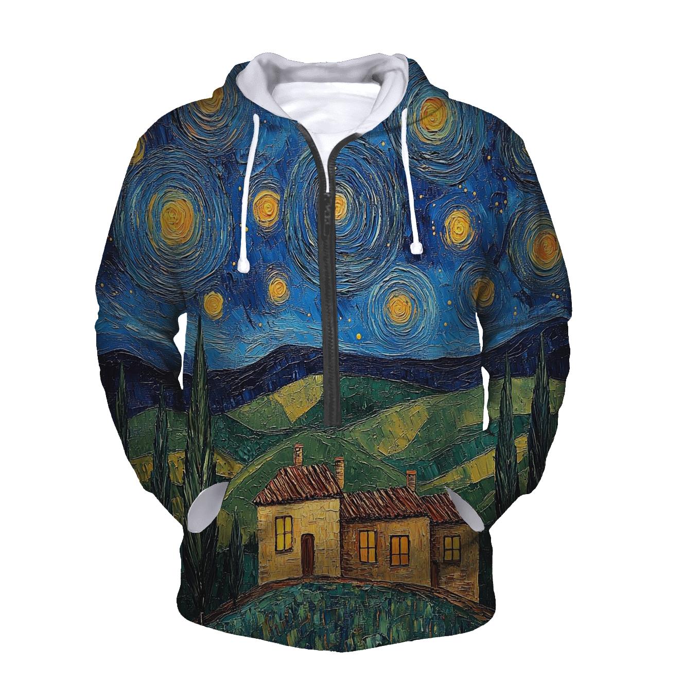 Van Gogh Inspired Starry Countryside heavyweight hoodies