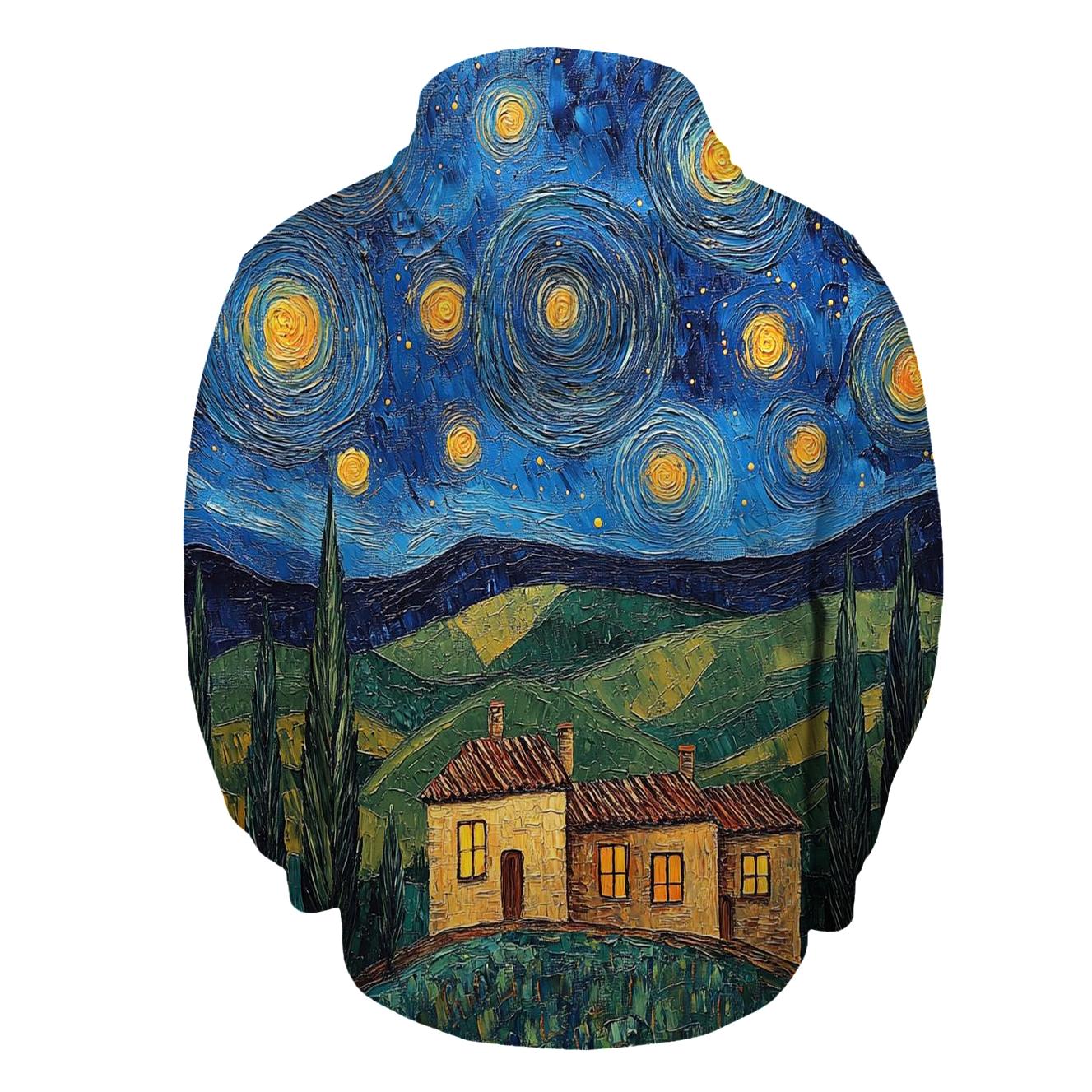 Van Gogh Inspired Starry Countryside heavyweight hoodies