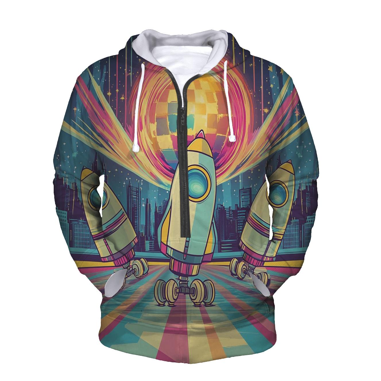 Retro Rocket Roller Rink graphic hoodies