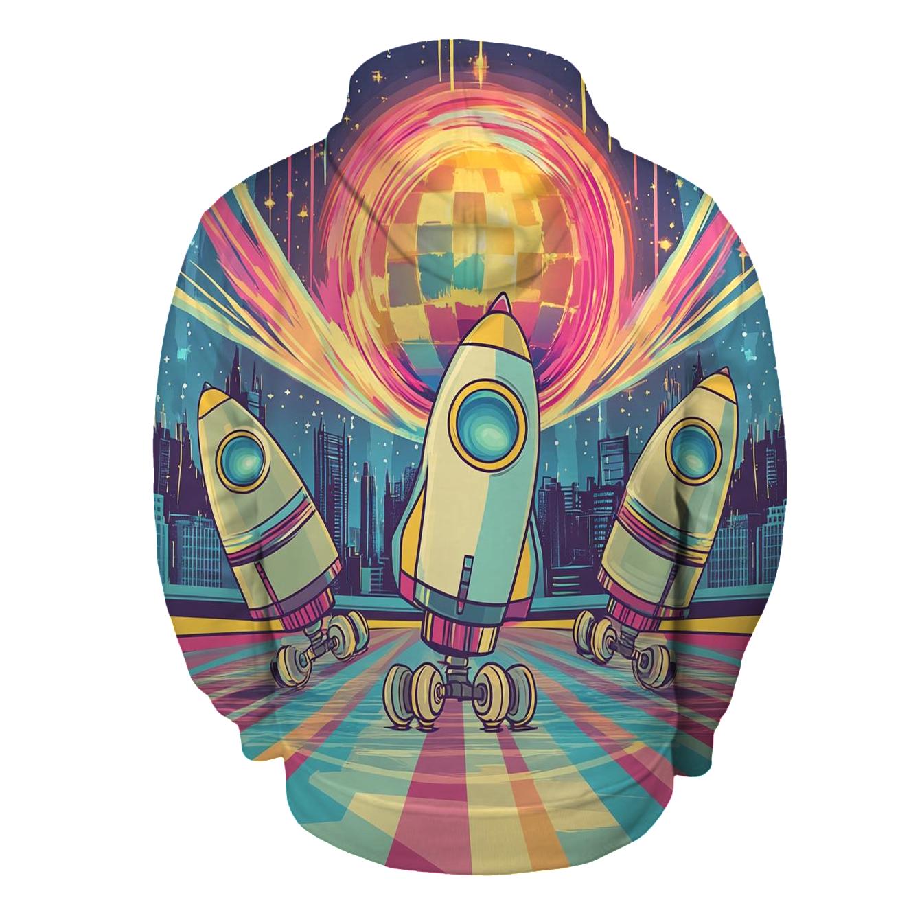 Retro Rocket Roller Rink graphic hoodies